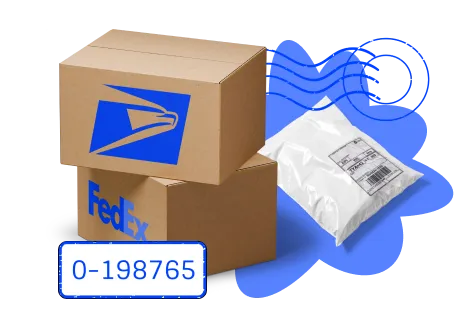 Boxes and a package showing that you can ship product using different methods through Fourthwall