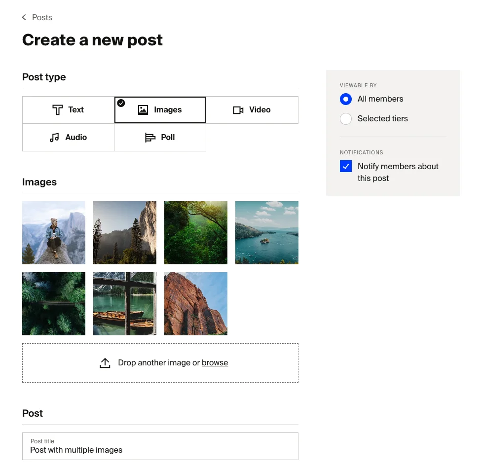 Multiple image posts on Memberships