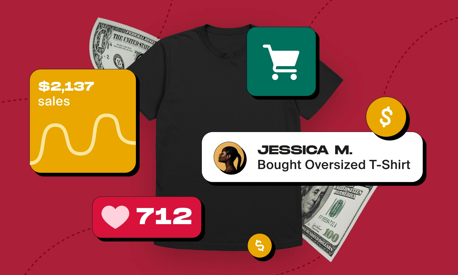 A woman in a tie-dye shirt with a white Fourthwall t-shirt in the background