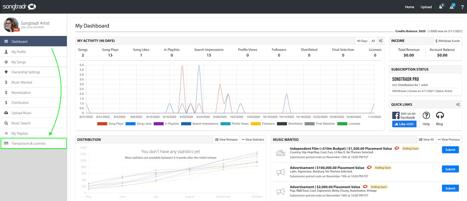 Transactions & Licenses - payment terms – Songtradr Artist/Buyer Support