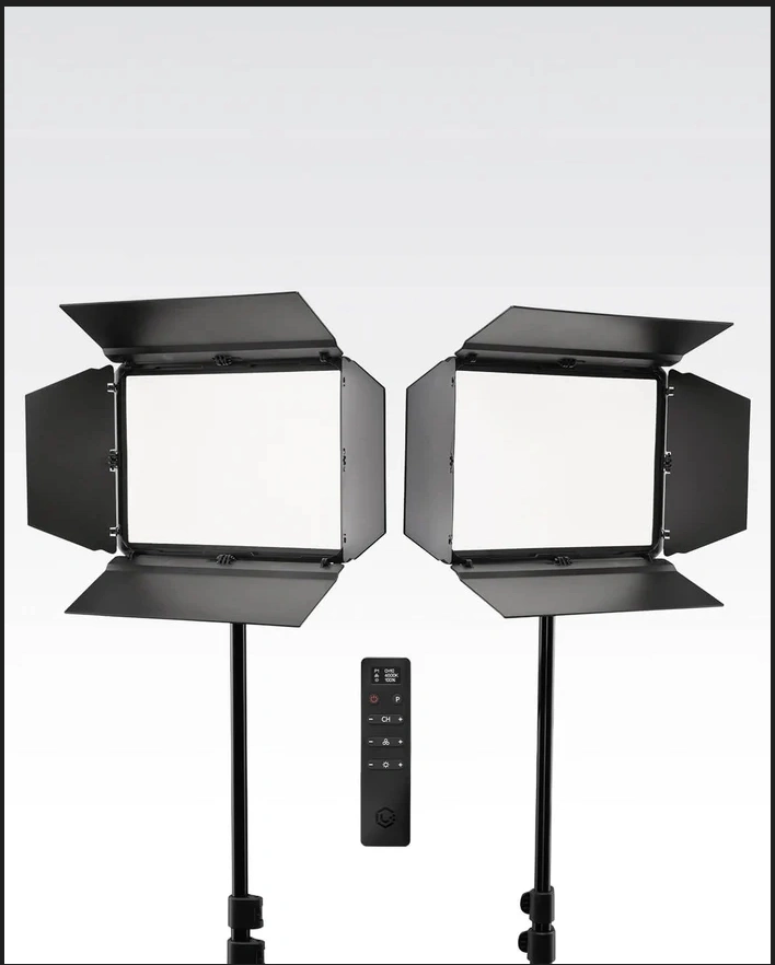 Image of two Lume Cube Panel Lights with barn doors