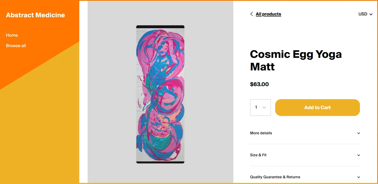 Example of a custom Cosmic Egg yoga mat