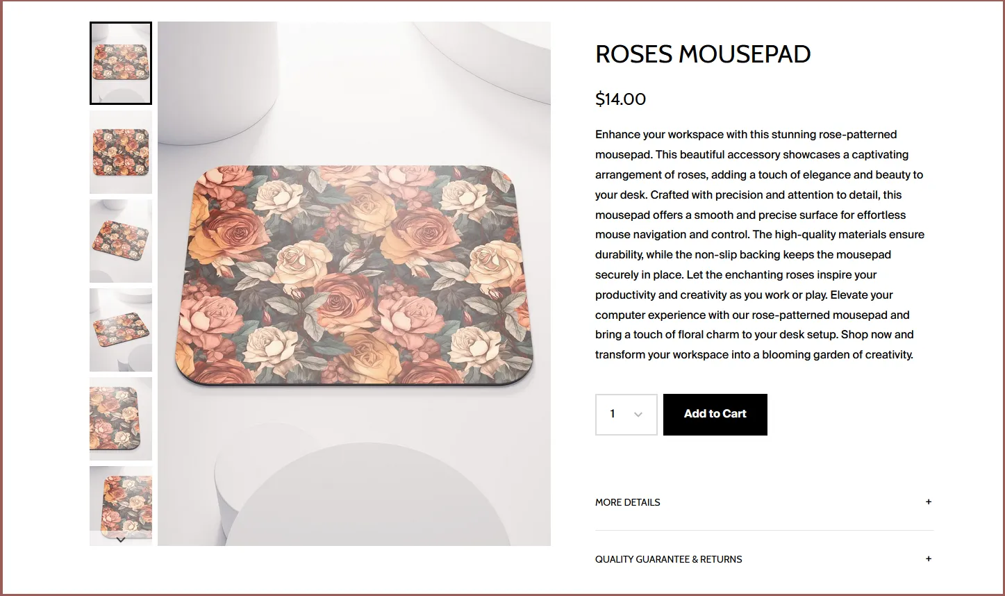 Home decor roses-themed mousepad